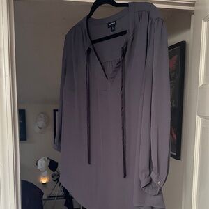 Torrid Dark Gray Blouse with Tie Accent